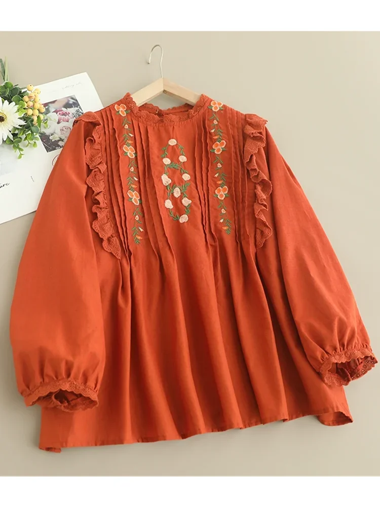 Уникальная плиссированная хлопковая рубашка с рюшами и воротником-стойкой