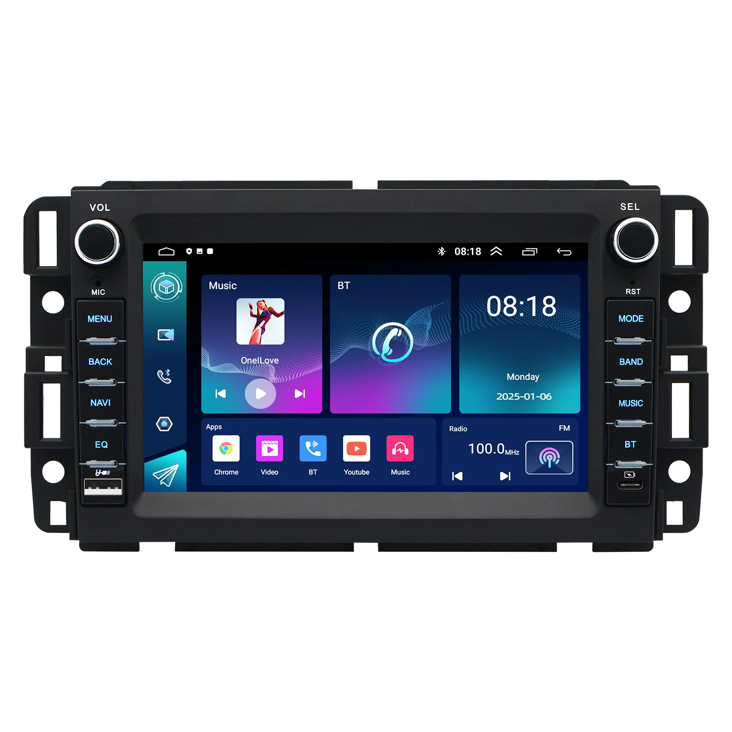 Фото 7-дюймовая автомобильная магнитола Android для GMC 2008-2012 годов выпуска, беспроводной CarPlay, Android Auto, GPS-навигация, Bluetooth, управление с руля №2