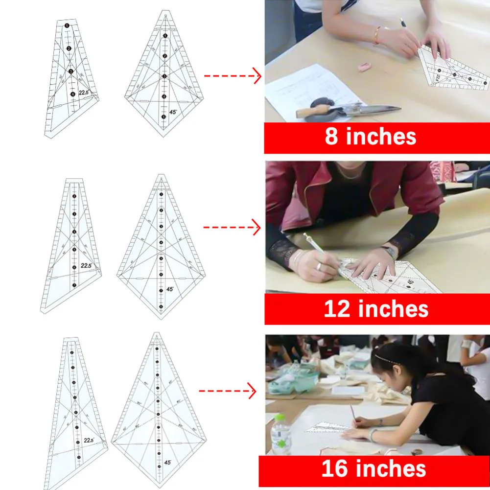 

Линейка квадратная прозрачная для шитья, 22,5 °/45 °
