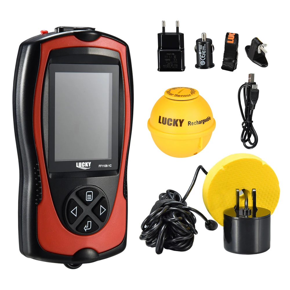 

Fishing Goods FF1108-1CLA Portable Fish Finder 100M/300FT Depth Fish Alarm Wired Wireless Fishing Detector 2022 New