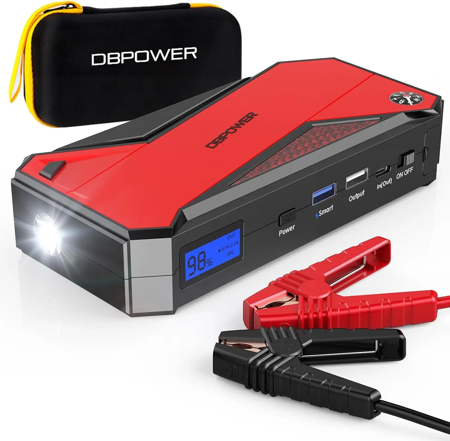 

Peak 1600A 18000mAh Portable Car Jump Starter (up to 7.2L Gas, 5.5L Diesel Engine) Booster with Smart Charging Port, Compass, L