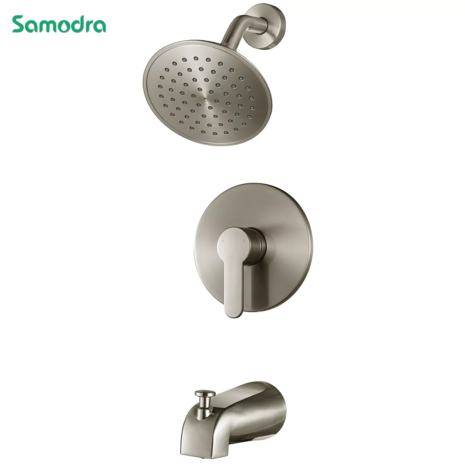 

Bathtub Spout Rainfall Shower Faucet Brass Shower System Rainfall Shower Set Shower Column Bath Mixer Brushed Nickel Tap