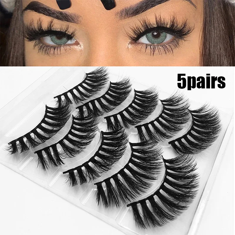 

5 Pairs 8D Messy Cross Fluffy Eyelashes Long Lash Extension Faux Mink Makeup Tool Reusable Multilayer New Women False Lashes