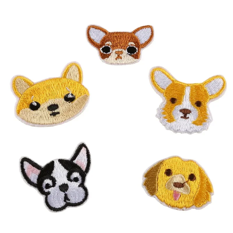 100 шт./лот роскошная нашивка с вышивкой животных милая собака голова щенка