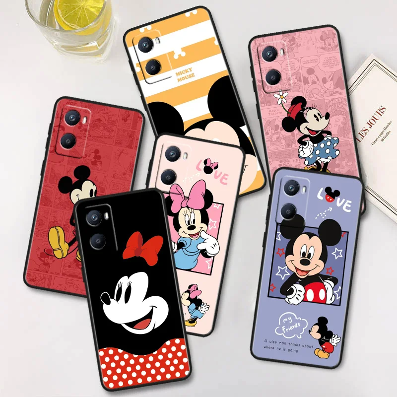 

Cute couple Disney Mickey Phone Case For OPPO A56S A55 A54S A53S A52 A33 A32 A31 A16S A16 A12 A11S A9 A5 2020 Black Cover