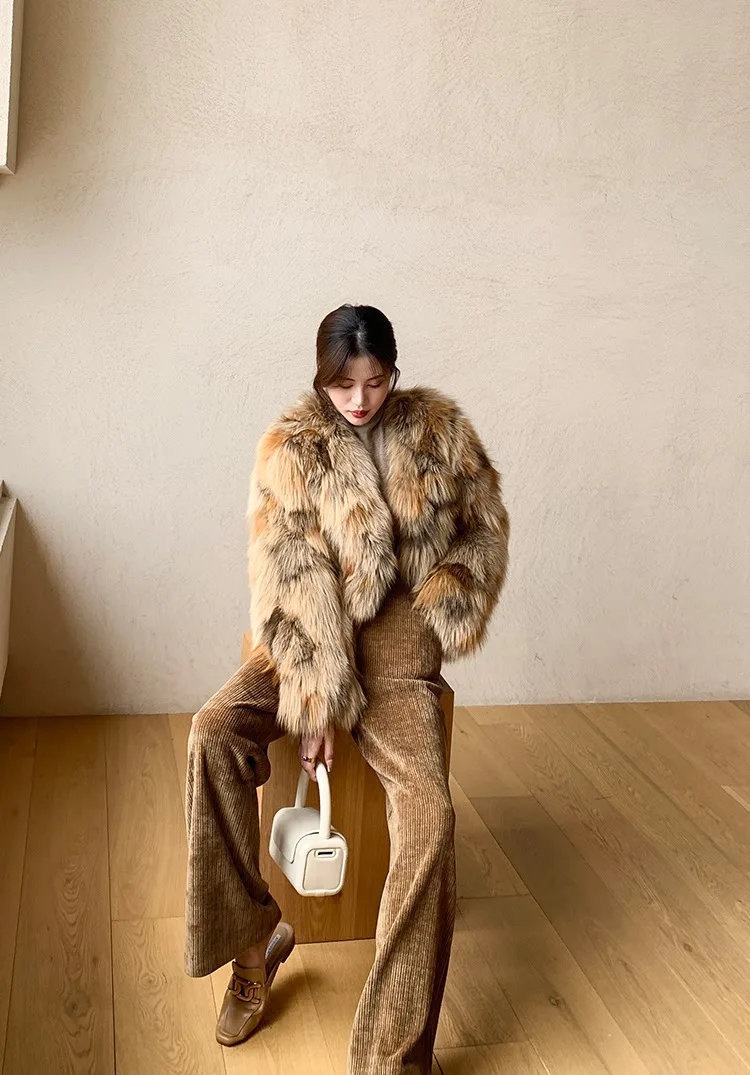 2022 New Lady Real Fox Fur Wool Fur Coat Winter Women Jacket Fashion Thick Warm