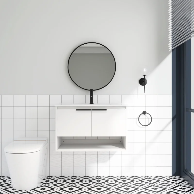 

[Flash Deal]32 Inch Bathroom Cabinet with Ceramic Sink and Soft Door Closing Scratch Resistant Waterproof and Durable[US Stock]