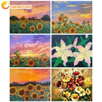 chenistory flower diy unframe oil painting by numbers landscape picture unique gift coloring by numbers acrylic paint kits decor