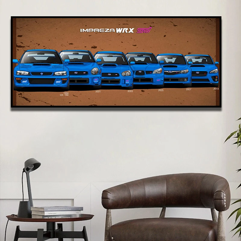 Настенная печать Blue Cool Car Impreza WRX STI