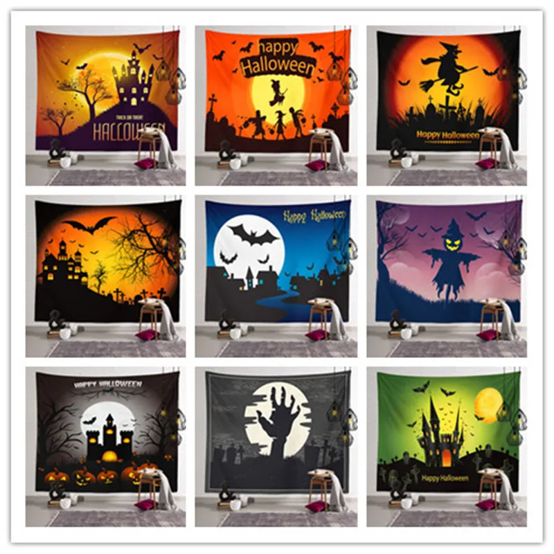 

Украшение на Хэллоуин для дома фоновый гобелен, ужас, дом с приведениями, скелет ведьмы, тыква, ворона, гобелен на Хэллоуин, гобелен 100X75