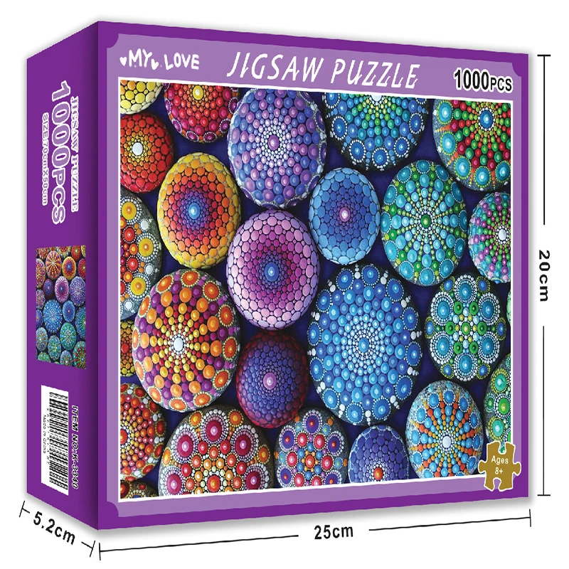 

New 1000 Piece Puzzle For Adults Colorful Gem Paint High Quality Paper Jigsaw 70*50cm Challenge Game Fidget Toy Gift Box Design