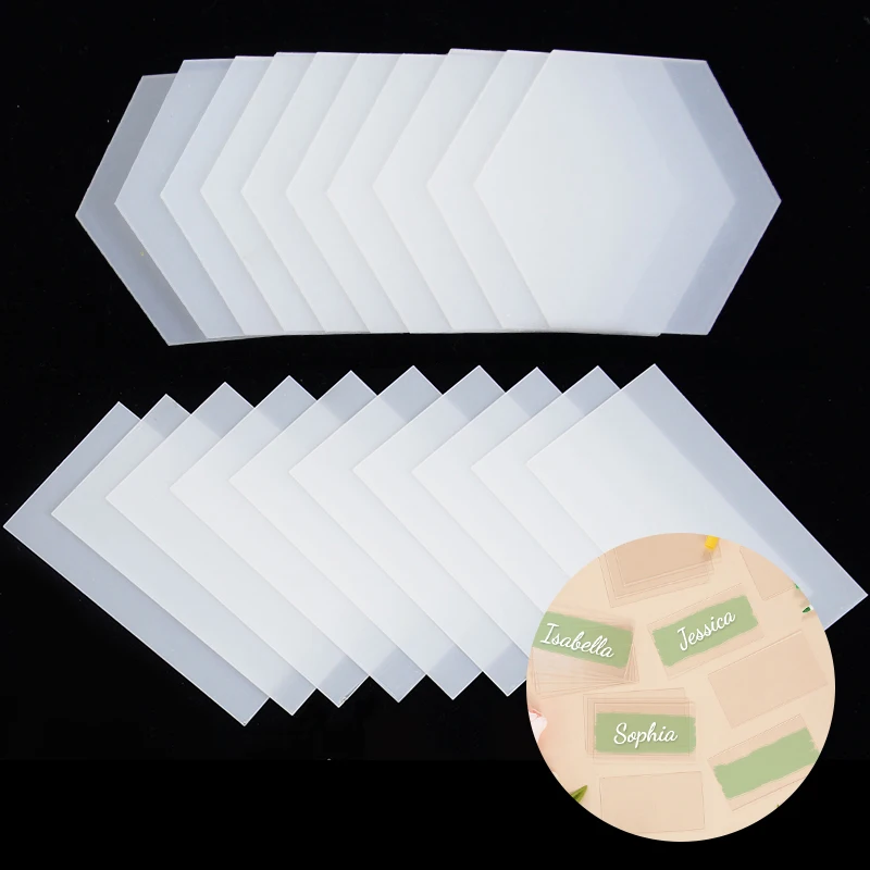 

10Pc Blank Clear Hexagon Rectangle Acrylic Place Card DIY Guest Name Cards Table Settings Cards Wedding Party Banquet Decoration