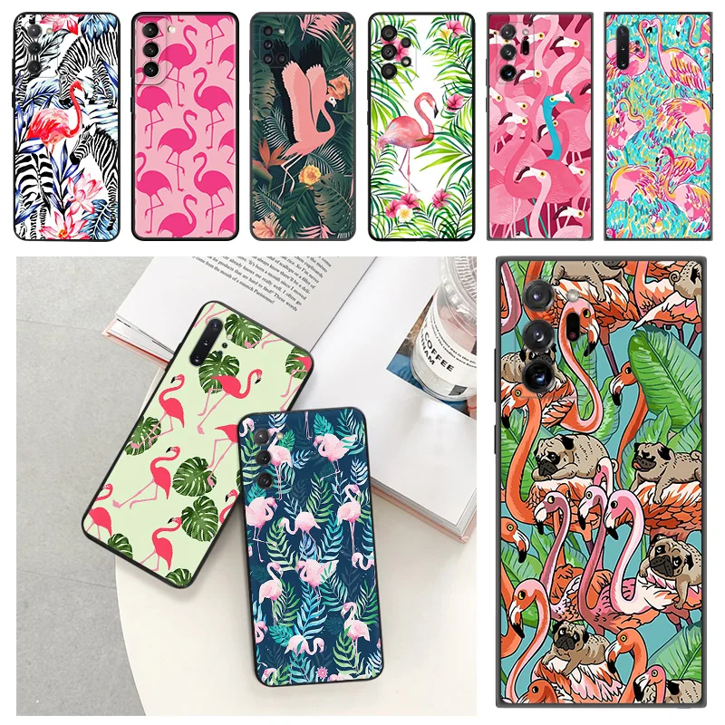 

Silicone Phone Case for Samsung M54 A24 S8 M30S M21 M31 M51 M32 M12 M04 M62 M22 M52 M23 M33 M53 M13 Pink Flamingo Plants Cover