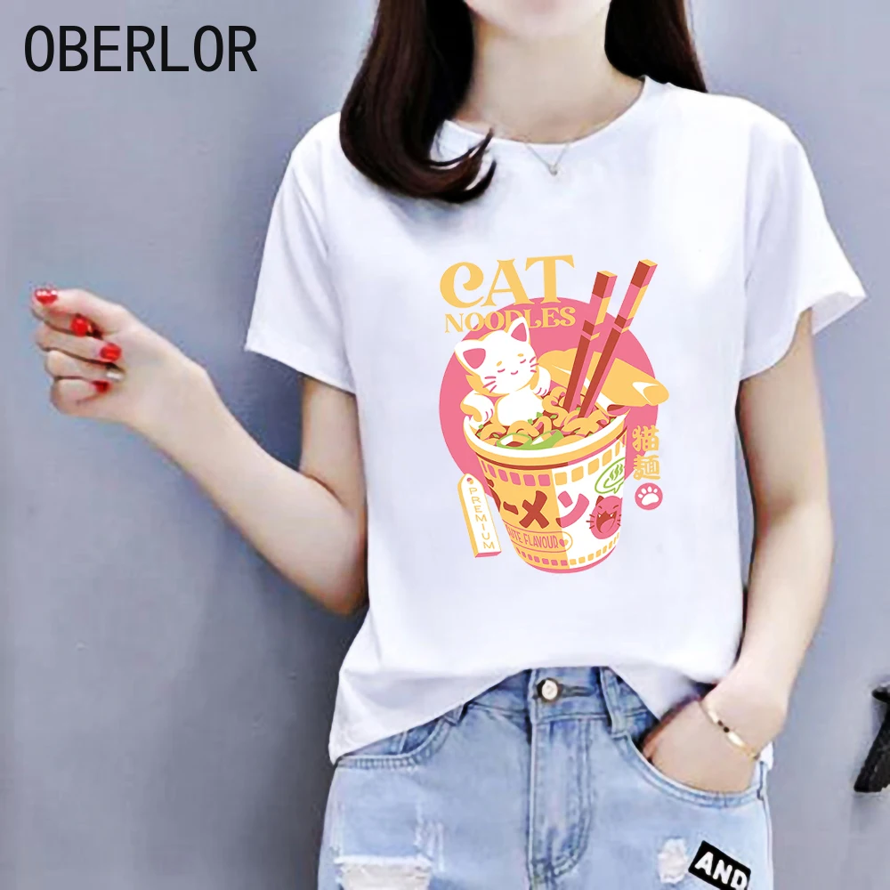 

Футболка женская с принтом кошки, милая оверсайз рубашка в стиле Харадзюку, модные мягкие дышащие топы свободного кроя, на лето
