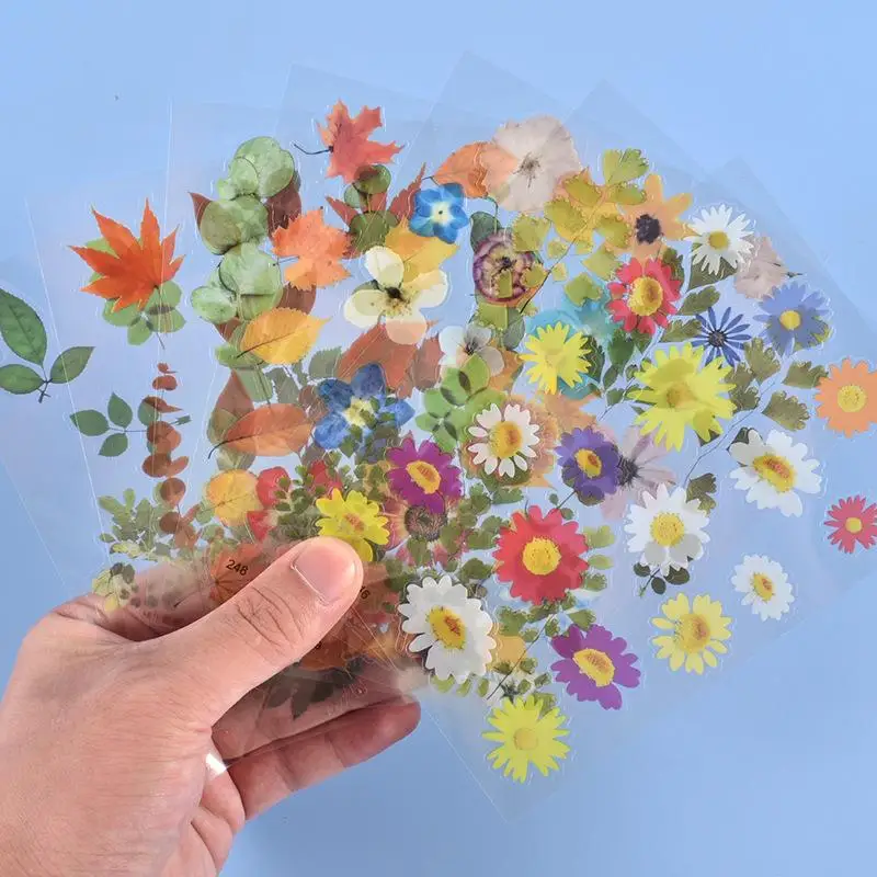 Смешанные цветы наклейки эпоксидный наполнитель Гипсофила стикер снежинки