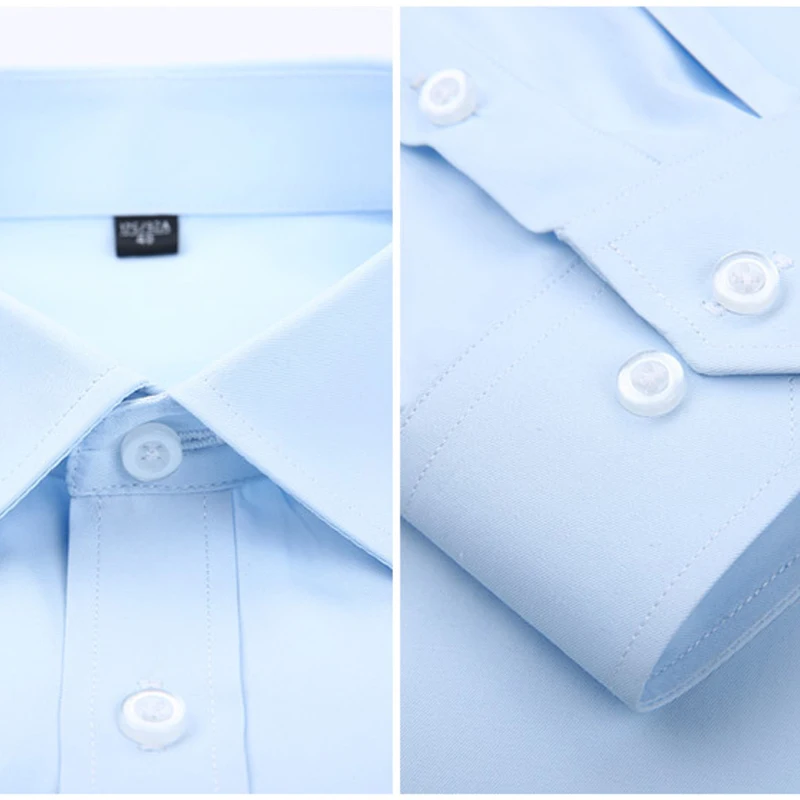 Spring and autumn long-sleeved shirt men's solid color comfortable business casual anti-wrinkle non-iron cotton fitted shirt