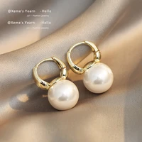new simple celebrity style gold pearl drop earrings for woman 2021 korean fashion jewelry wedding girls sweet accessories