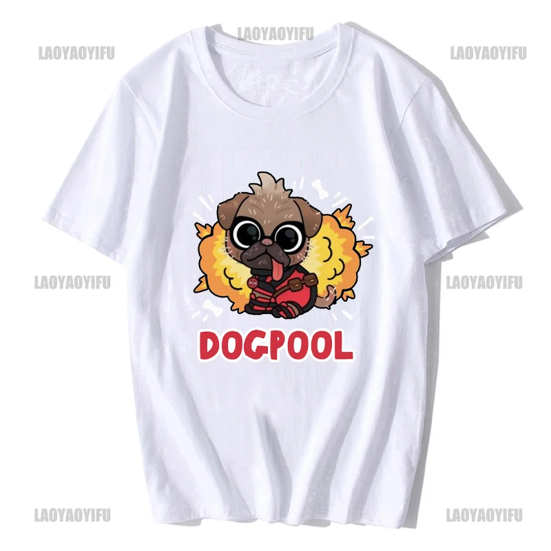 Мужские футболки с логотипом Dogpool хлопковая одежда Винтажная футболка коротким