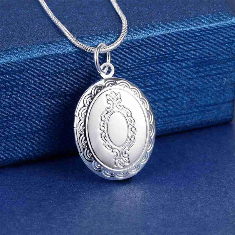 

Special offer 925 Stamp Silver color Necklace for women charm Retro oval Pendant Holiday gifts Fashion party wedding Jewelry
