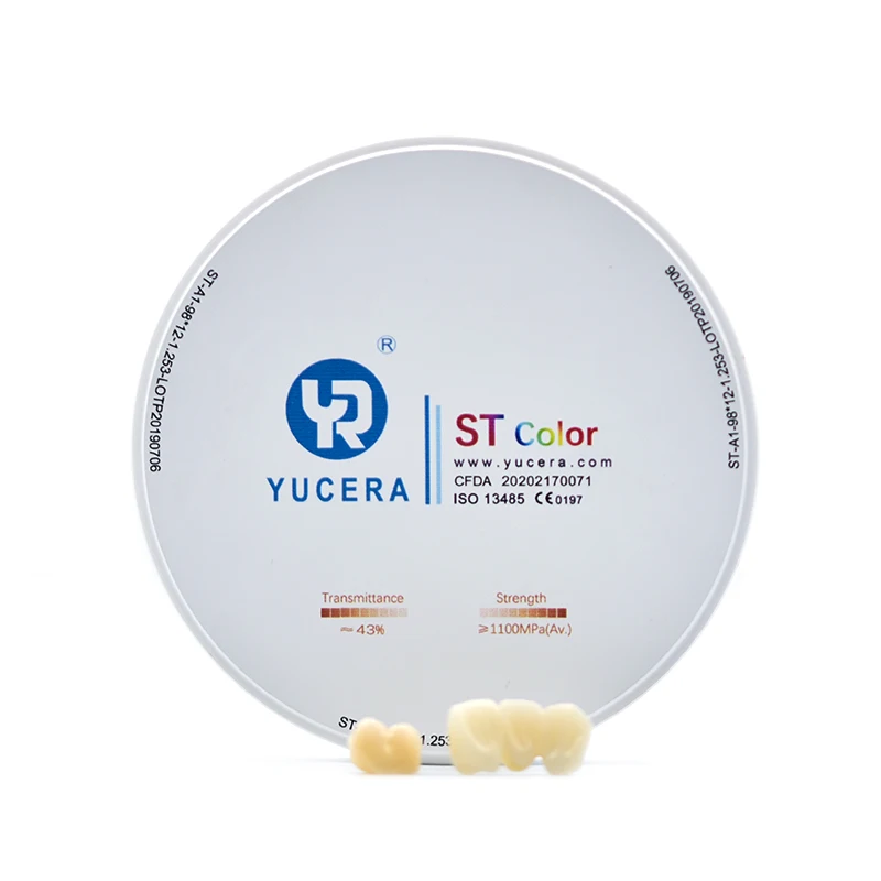 YUCERA Dental Lab Presintered Ceramic Translucency ST Color 98mm*16mm Zirconia Discs Blocks Price
