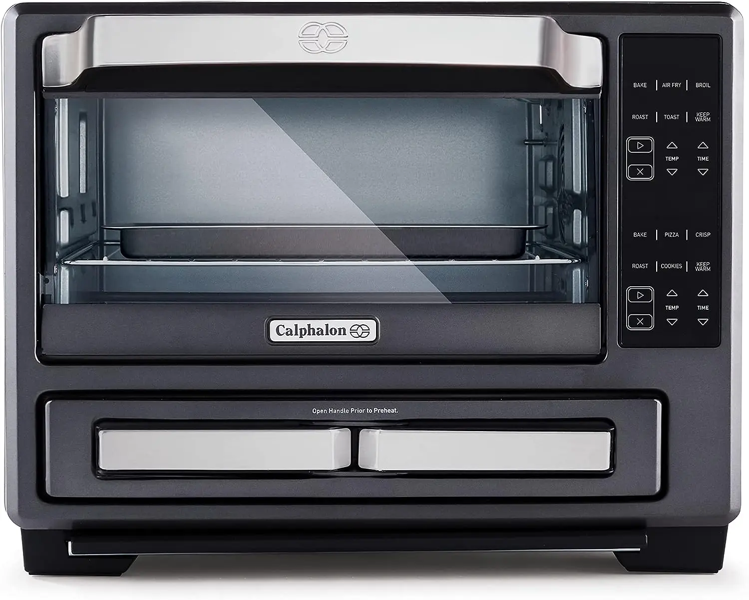 

12-in-1 Air Fry Toaster Oven with Dual Zone 12" Pizza Drawer Oven combo,Digital Precision Controls, Dark Stainless
