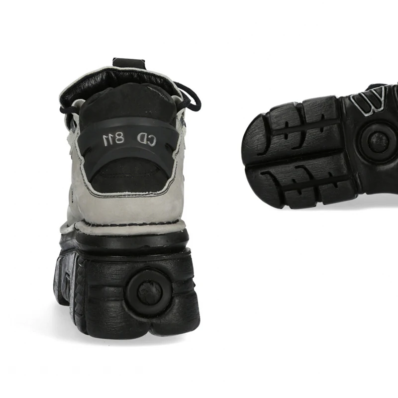 2023 New Rock Spanish Fashion Brand Retro Punk Small Leather Shoes Women's Metal Platform Street Style Pumps