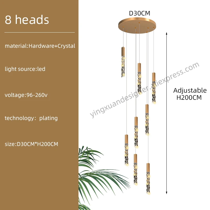 

Подвесная хрустальная лампа Yingxuan, золотая, LED