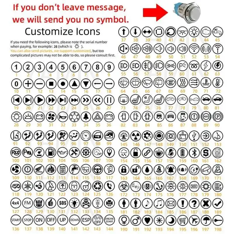 

16/19/22 мм металлический кнопочный переключатель с высокой головкой, сделай сам, светящийся символ, источник питания, светодиодный светильник, фиксация, блокировка/сброс, мгновенный