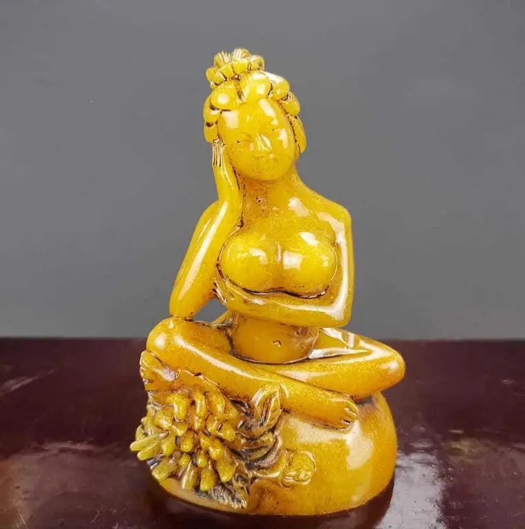 

China Antique Imitate Shoushan Stone Hand Carved Mythology Figure Beauty Fairy Decoration Ornamental Statues et Sculptures