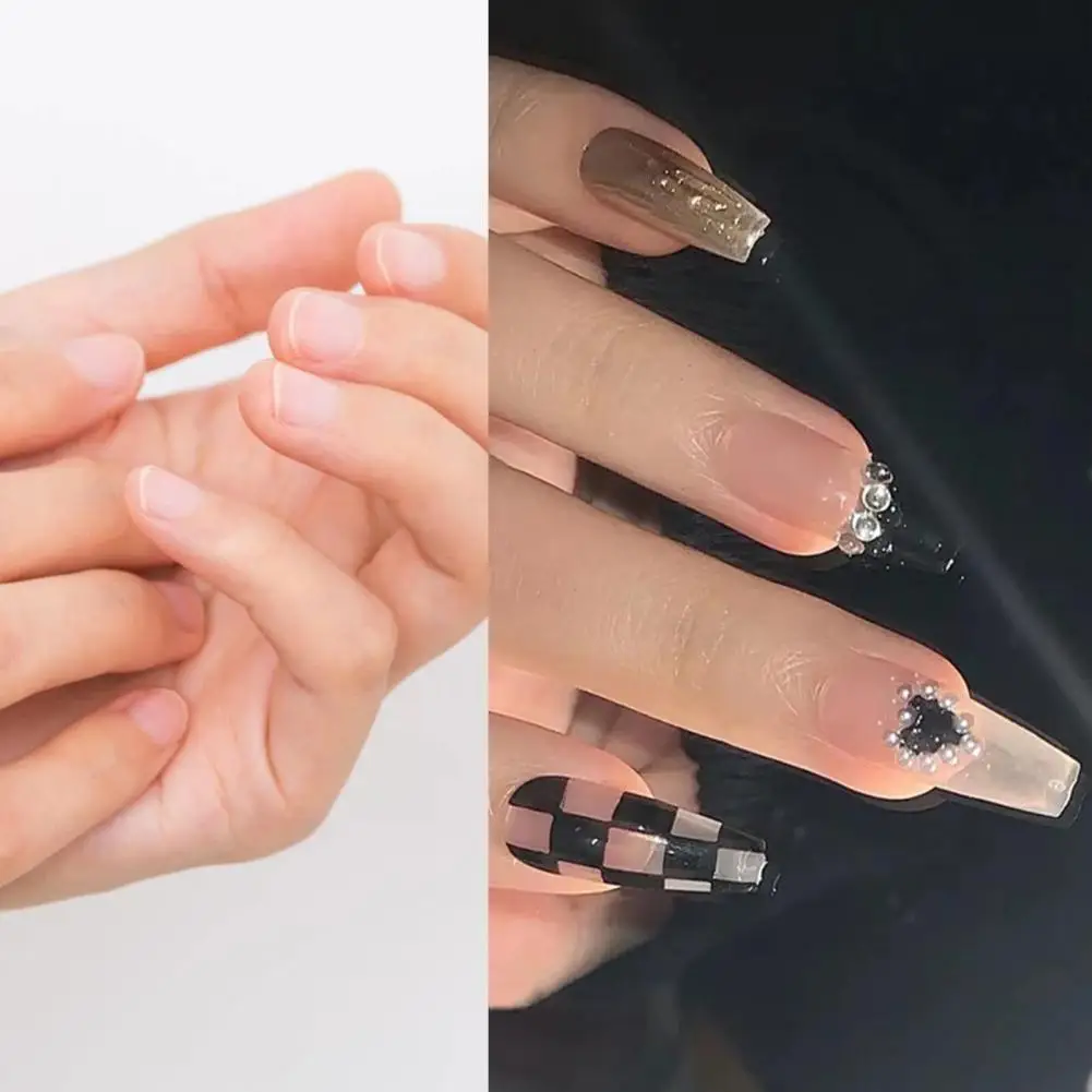 Черные шахматные накладные ногти с полным покрытием 24 шт. новинка 2021 прозрачные