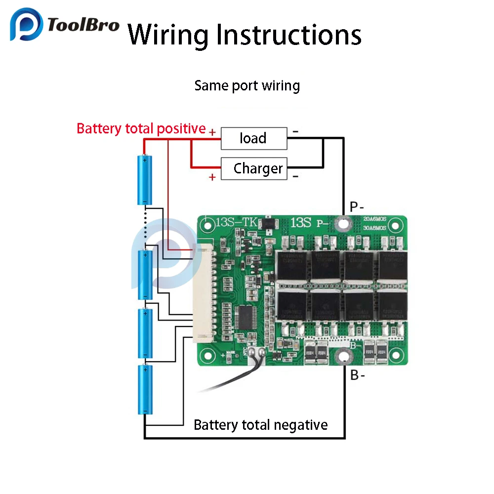 

13S 20A 30A Balanced BMS 18650 Lithium Battery Charge Board Common Port Equalizer with Temperature Control for E-bike Escooter