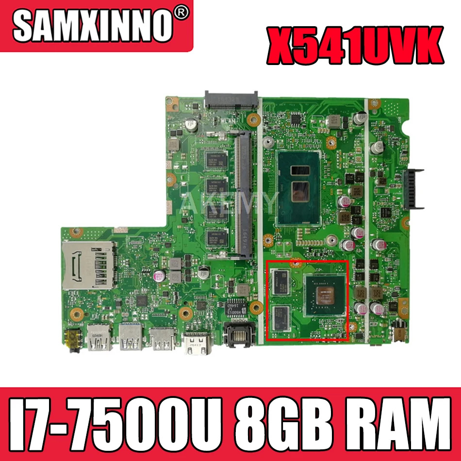 

Материнская плата Akemy X541UVK для ноутбука Asus X541UJ X541UVK X541UV, материнская плата W/ I7-7500U 8 ГБ ОЗУ (V2G), Бесплатная плата