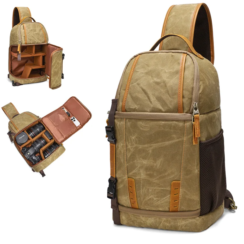 Вощеная Холщовая Сумка-слинг для камеры сумка через плечо водонепроницаемый