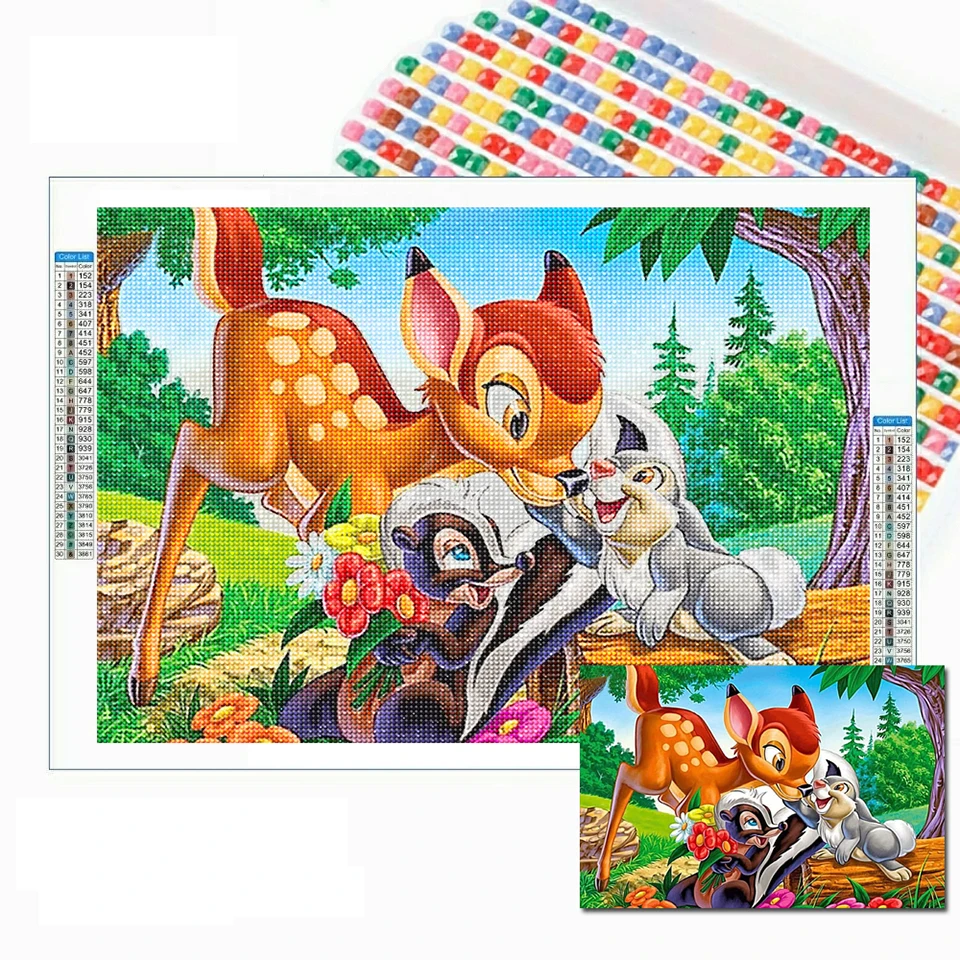 

Bambi Diamond Painting Disney 5D Diamond Art Full Drill Embroidery Picture Cross Stitch Kits Rhinestone Crafts Home Decor Gift