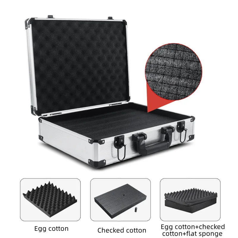 Portable Password Toolbox Multi-function Tool Box Suitcase Storage Case Aluminum Alloy Safety Impact Resistant Case with sponge