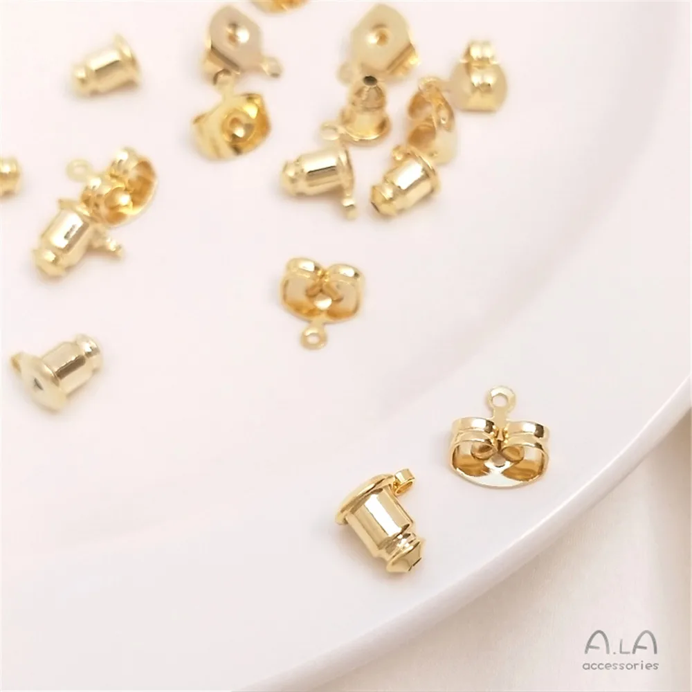 

14K Gold Filled Plated Bullet plug with hanging ring Butterfly ear plug with hanging ring Diy ear stud accessories