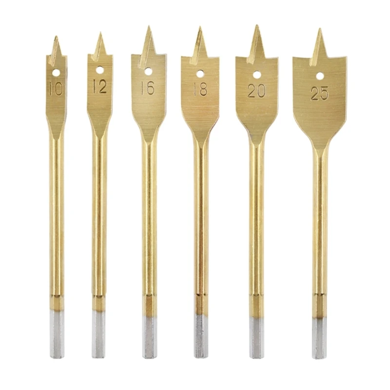 

6Pcs 10-25mm Woodworking Flat Drill Set Woodworking Drill Bits Hand Tool Sets