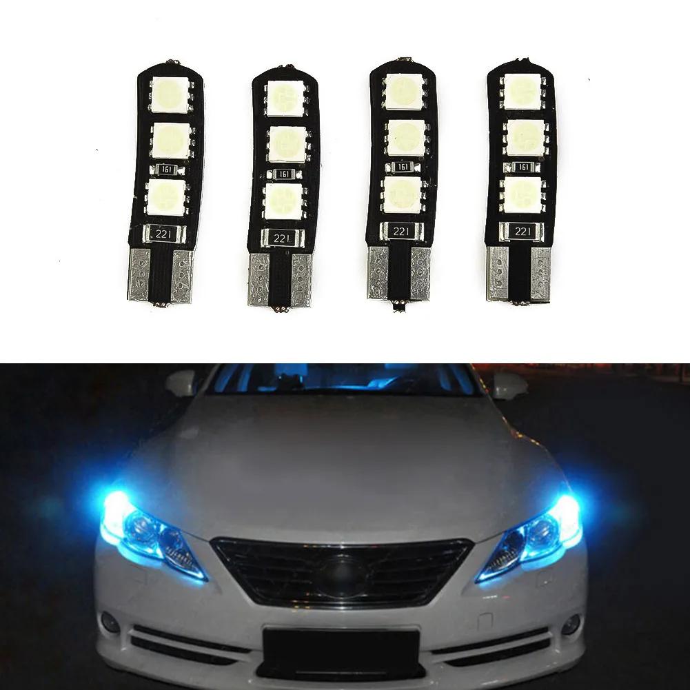 

4pcs DC12V Ice Blue LED Light Bulb No Error Eyebrow Eyelid Car Lights For Mercedes-Benz W204 C300 C350 T10-6SMD LED Bulbs