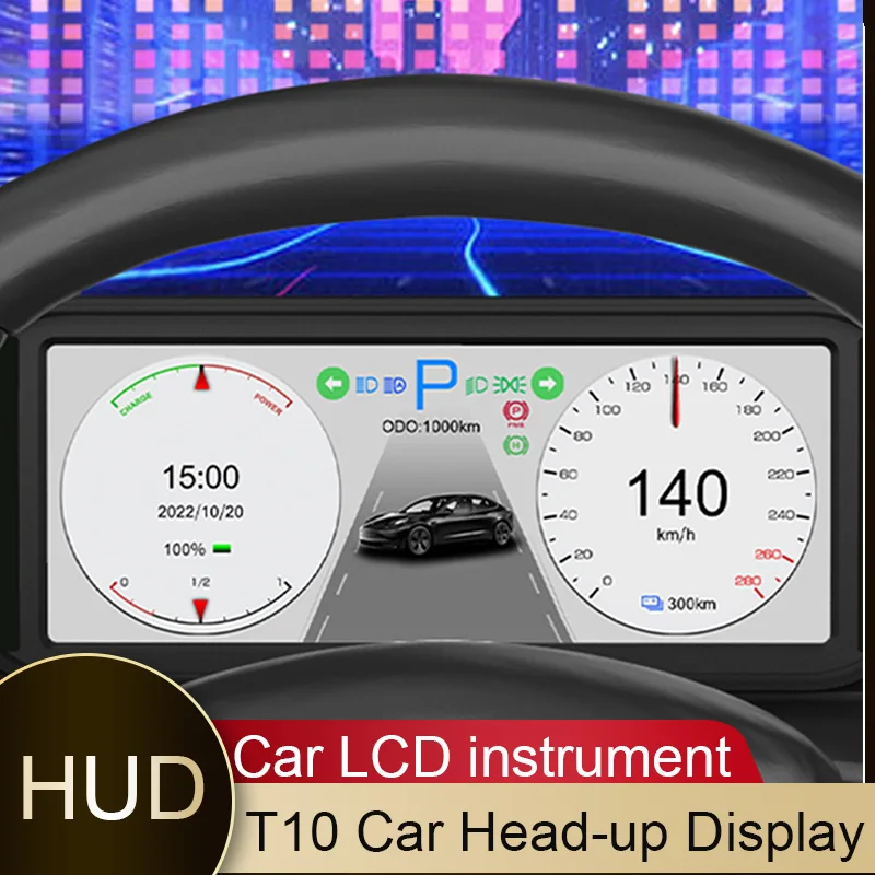 

HD T10 автомобильный HUD OBD Новый HUD ЖК цифровой автомобильный экран приборной панели для Tesla Model 3 и модели Y от 2019 до 2022 авто