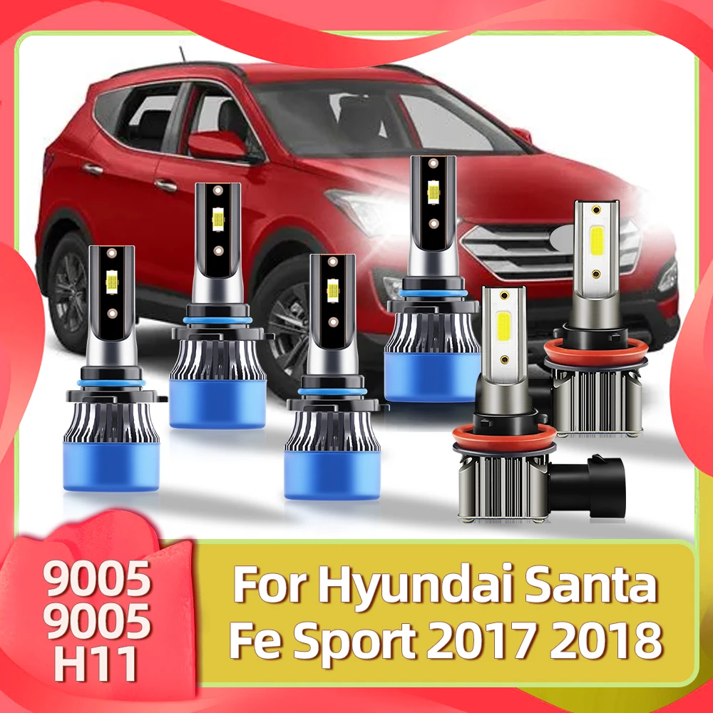 LSlight LED CSP Turbo Headlight Lights For Hyundai Santa Fe Sport 2017 2018 to Replace Halogen Headlamp Fog Lamps 12V Luces Auto