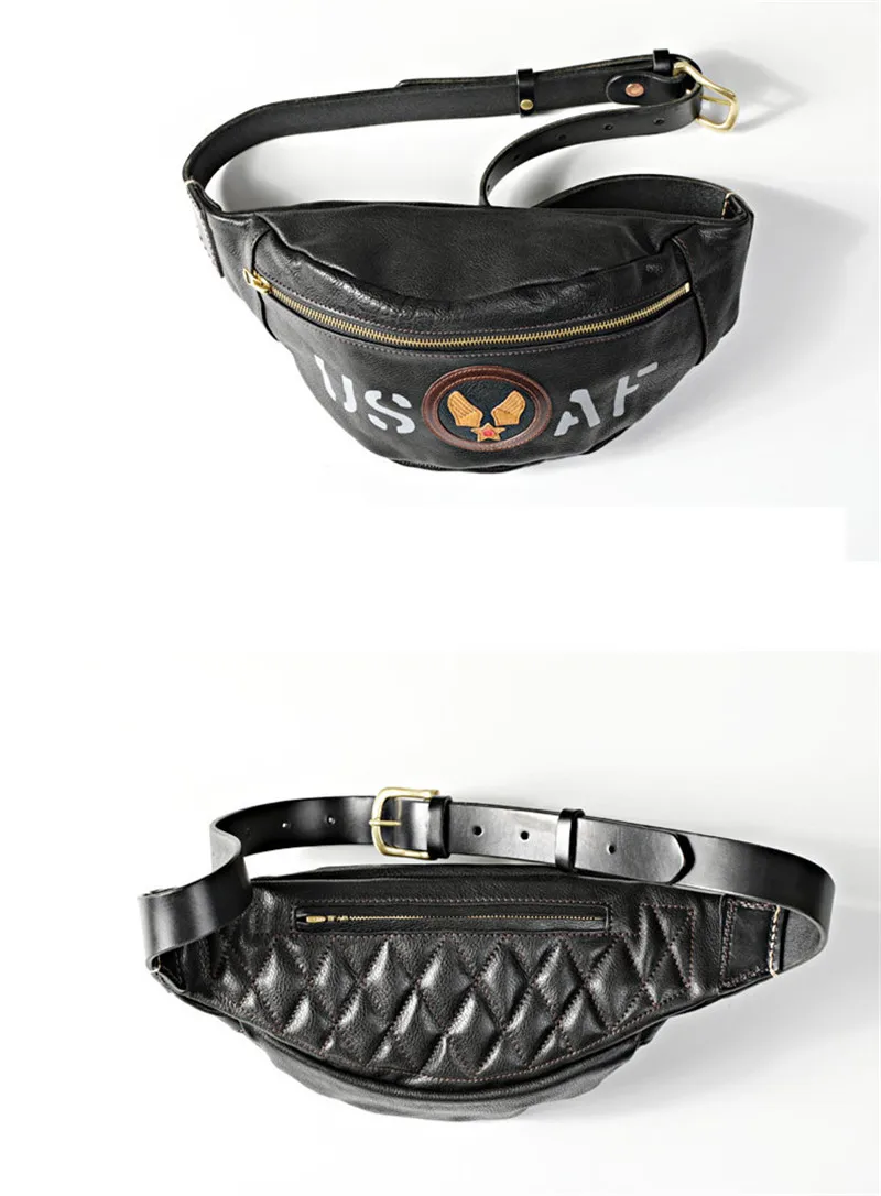 Fashion luxury genuine leather men's chest bag vintage trend natural real cowhide youth waist pack motorcycle crossbody bags