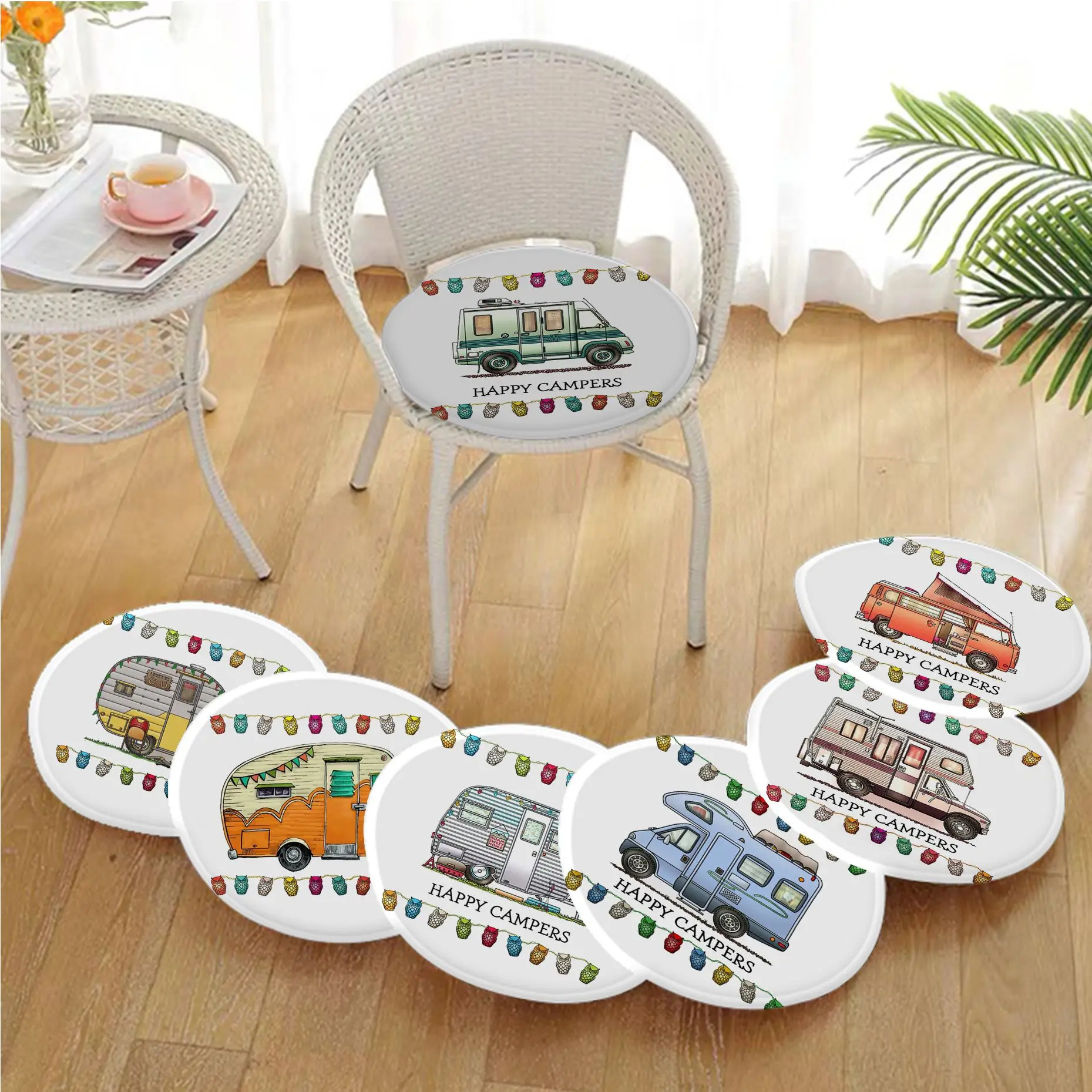 

Happy Campers Modern Minimalist Style Sofa Mat Dining Room Table Chair Cushions Unisex Fashion Anti-slip Cushions Home Decor