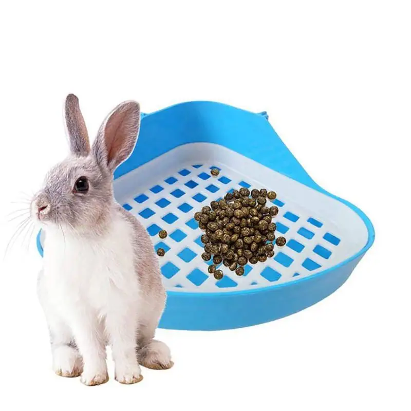 

Rabbit Toilet Litter Tray,Small Animal Toilet Corner Potty, Pet Litter Trays Corner for Rabbit, Hamster (Blue)