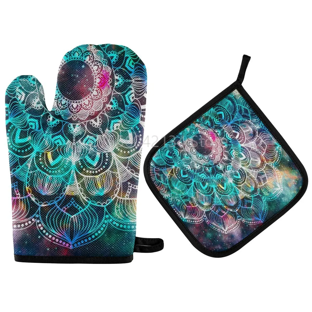 

Sky Mandala Oven Mitts Pot Holders Kitchen Heat Resistant Non-Slip Potholders Set for Cooking Baking BBQ