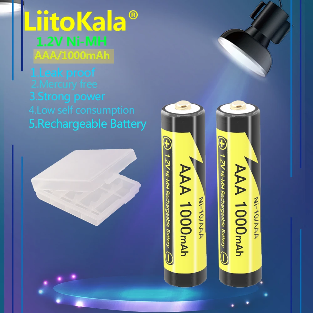 

4-50PCS LiitoKala Ni-10/AAA 1.2V 1000mAh AAA NI-MH Rechargeable Batteries For Shaver Flashlight Camera NIMH Pre-charged Battery