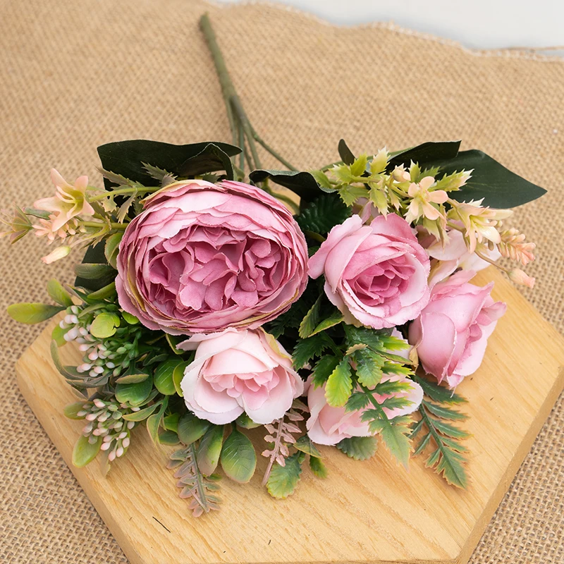 

Искусственные осенние цветы Kahaul: пион, розы, гортензия