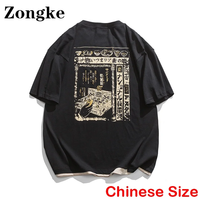 

Zongke Винтажная футболка для мужчин одежда китайского размера 2XL летняя одежда для мужчин футболка Harajuku топы весна 2022 Новинка