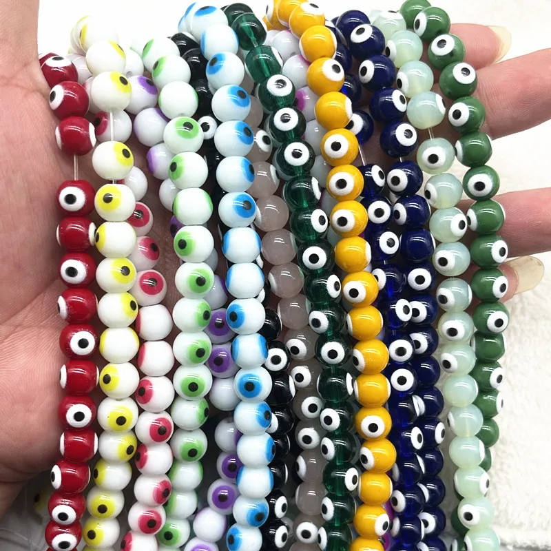 

New 50pcs/Strand 8mm Round Glass Beads Angell Eye Beads for Jewelry Making DIY Bracelet Accessories