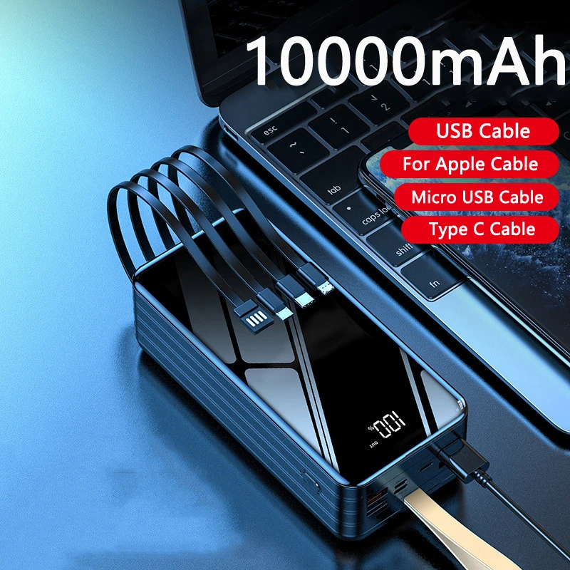 100000 Супер открытый внешний аккумулятор мАч 4 USB-порта быстрая зарядка для iPhone Samsung