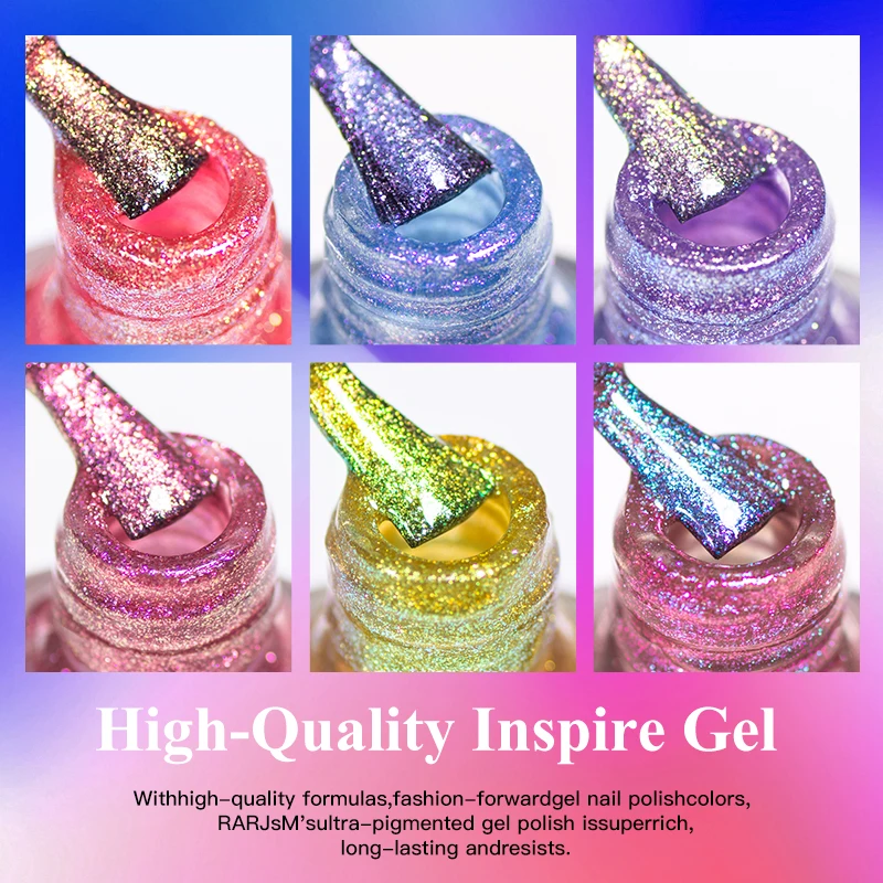 8 мл лак для ногтей Хамелеон синий фиолетовый мерцающий Аврора блестящий